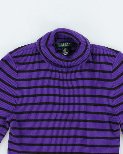 Ralph Lauren Striped Polo Neck Jumper - M