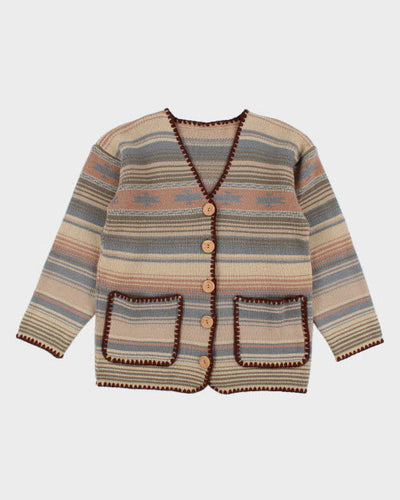 Vintage Stripe Knit Cardigan - L
