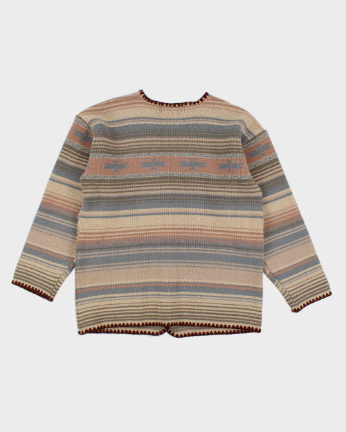 Vintage Stripe Knit Cardigan - L