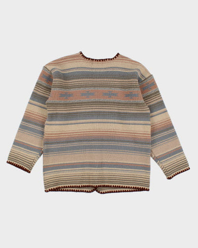 Vintage Stripe Knit Cardigan - L