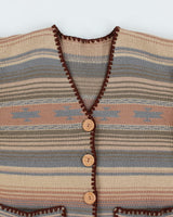 Vintage Stripe Knit Cardigan - L