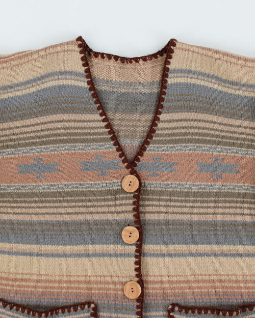 Vintage Stripe Knit Cardigan - L
