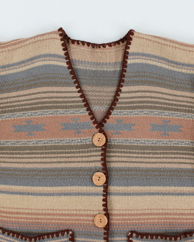 Vintage Stripe Knit Cardigan - L