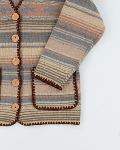 Vintage Stripe Knit Cardigan - L