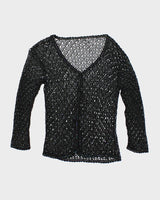 Y2k 00s Crochet Beaded Cardigan - M