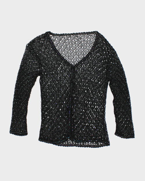 Y2k 00s Crochet Beaded Cardigan - M