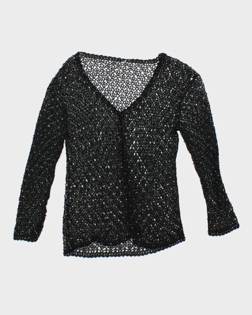 Y2k 00s Crochet Beaded Cardigan - M