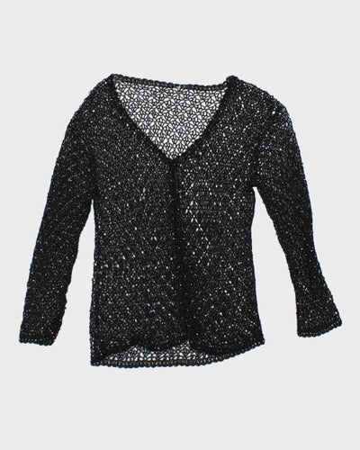Y2k 00s Crochet Beaded Cardigan - M