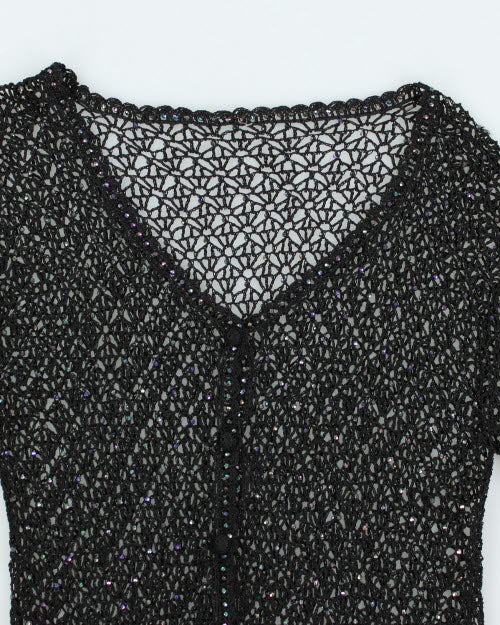 Y2k 00s Crochet Beaded Cardigan - M