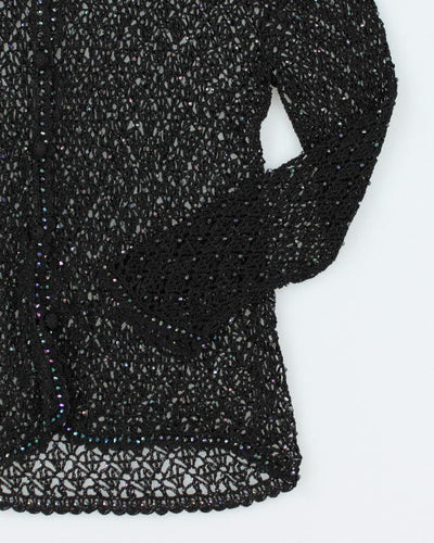Y2k 00s Crochet Beaded Cardigan - M