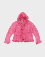 Y2k 00s Pink Tassel Wool Blend Cardigan - M