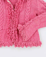 Y2k 00s Pink Tassel Wool Blend Cardigan - M