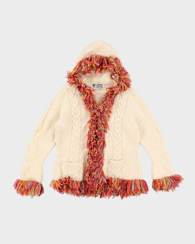 Y2k 00s Tassel Wool Blend Zip-up Cardigan - M
