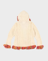 Y2k 00s Tassel Wool Blend Zip-up Cardigan - M