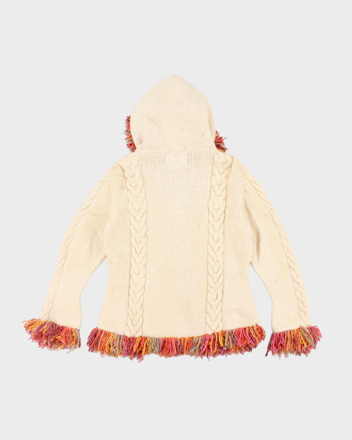 Y2k 00s Tassel Wool Blend Zip-up Cardigan - M