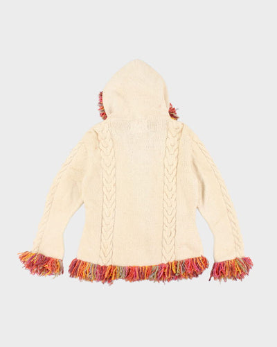 Y2k 00s Tassel Wool Blend Zip-up Cardigan - M