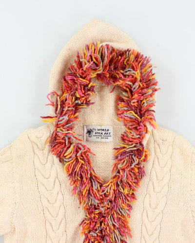Y2k 00s Tassel Wool Blend Zip-up Cardigan - M