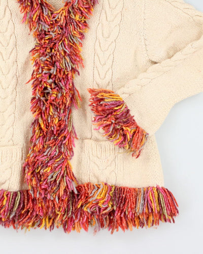Y2k 00s Tassel Wool Blend Zip-up Cardigan - M