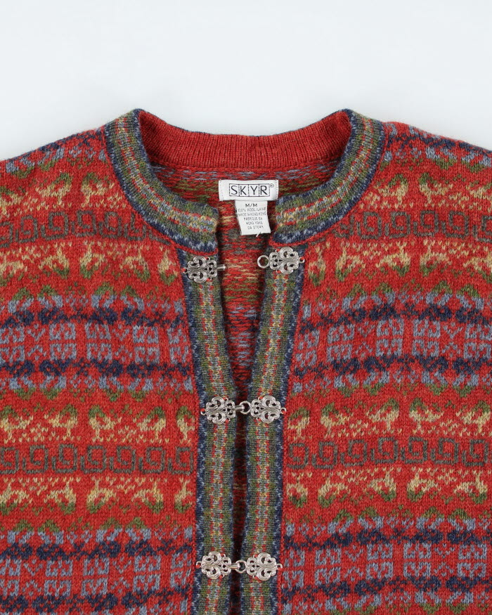 Skyr Wool Nordic Knit Clasp Cardigan - M