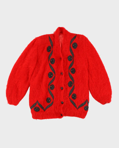 Vintage 80s Cardigan With Shoulder Pads - M