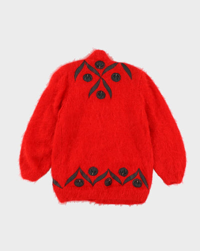 Vintage 80s Cardigan With Shoulder Pads - M