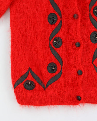 Vintage 80s Cardigan With Shoulder Pads - M