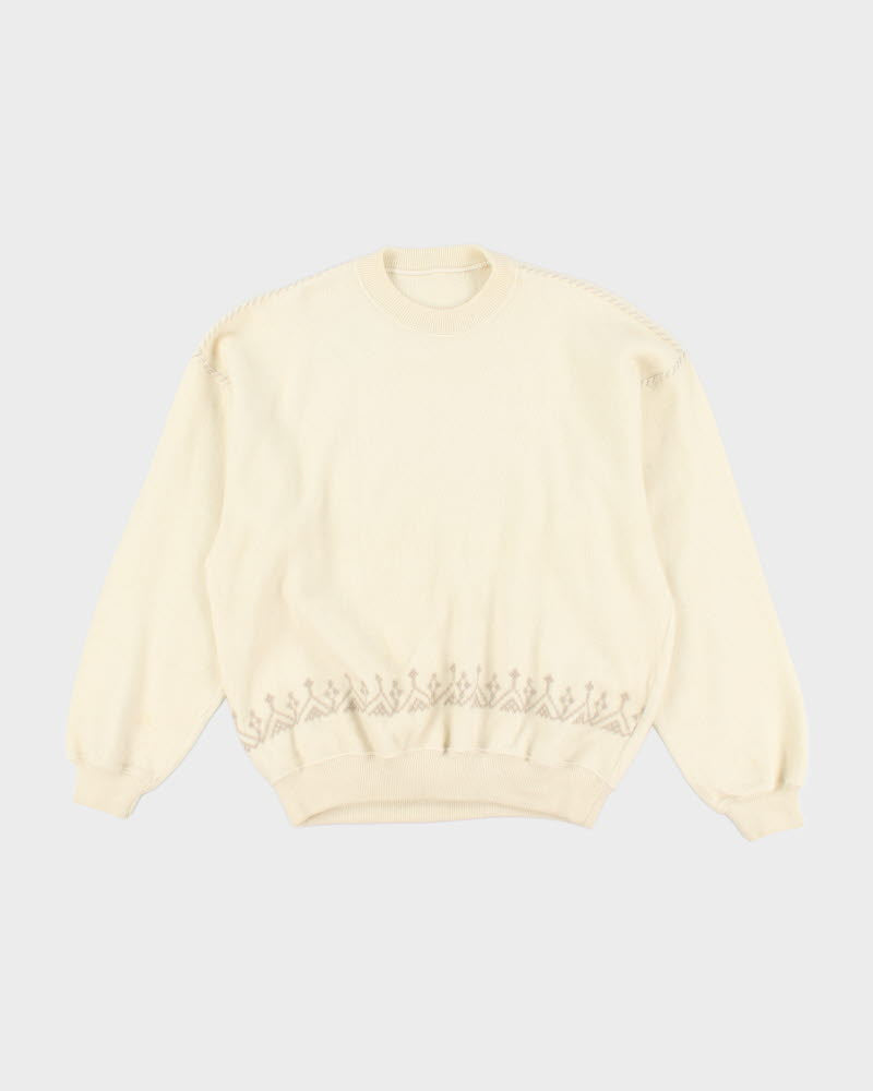 Vintage Wool Blend Cream Jumper - L