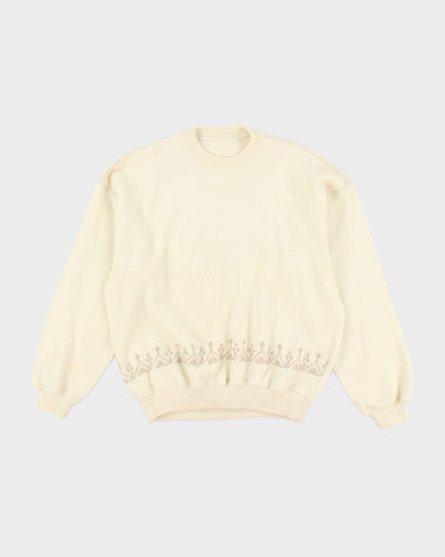 Vintage Wool Blend Cream Jumper - L