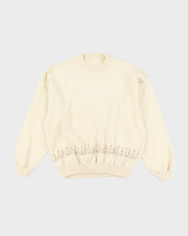 Vintage Wool Blend Cream Jumper - L