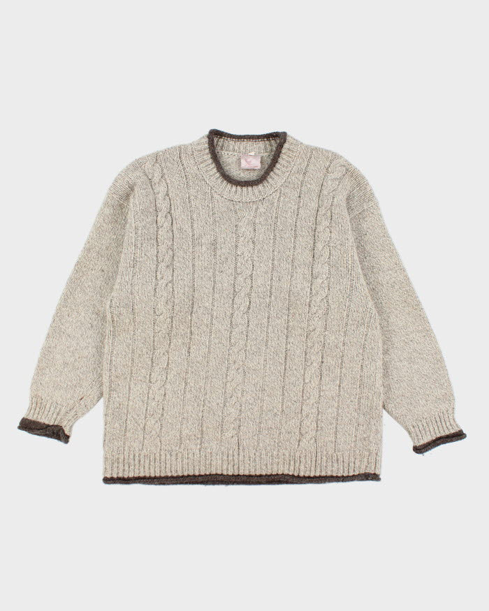 Vintage Trinity Wool Blend Aran Knit Jumper - L