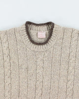 Vintage Trinity Wool Blend Aran Knit Jumper - L