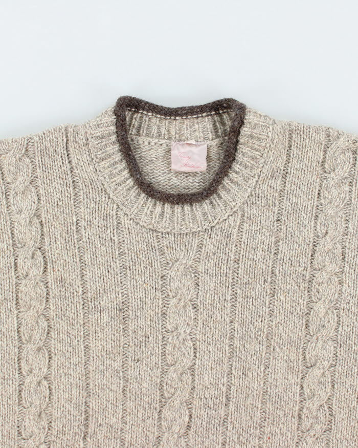 Vintage Trinity Wool Blend Aran Knit Jumper - L