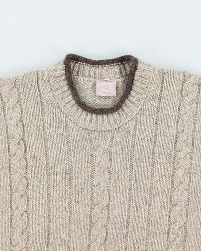 Vintage Trinity Wool Blend Aran Knit Jumper - L