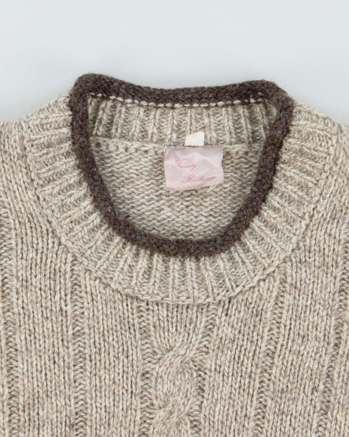 Vintage Trinity Wool Blend Aran Knit Jumper - L
