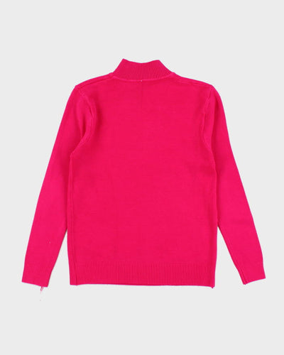 Rhinestone Wool Blend Pink Knit Jumper - XS