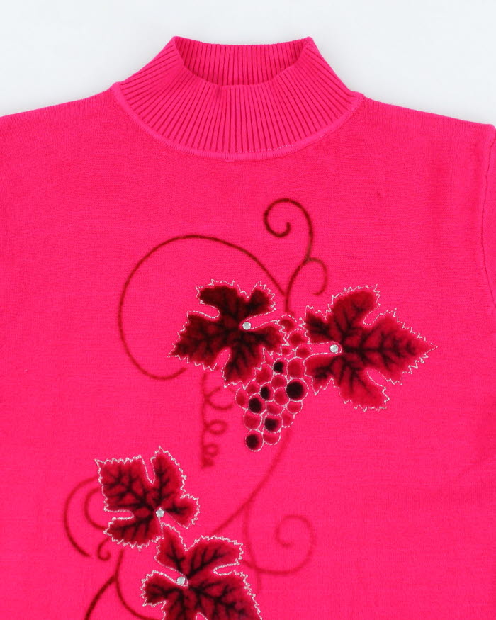 Rhinestone Wool Blend Pink Knit Jumper - XS