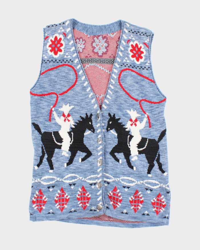 Vintage 90's Western Style Sleeveless Cardigan - L