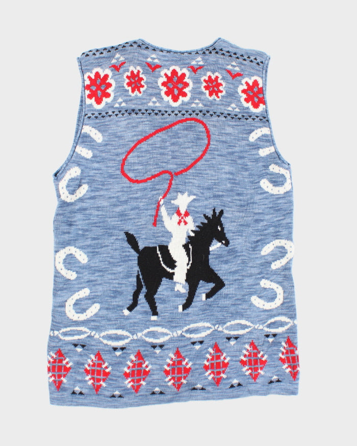 Vintage 90's Western Style Sleeveless Cardigan - L