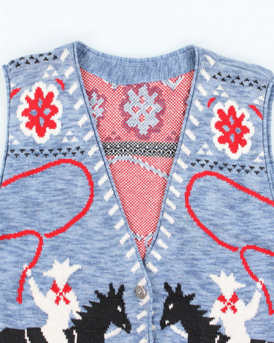 Vintage 90's Western Style Sleeveless Cardigan - L