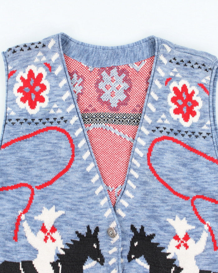 Vintage 90's Western Style Sleeveless Cardigan - L