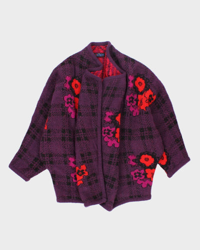 Vintage 90's Chunky Flower Wrap Cardigan - L