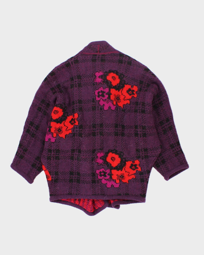 Vintage 90's Chunky Flower Wrap Cardigan - L