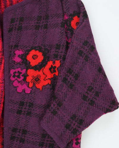 Vintage 90's Chunky Flower Wrap Cardigan - L