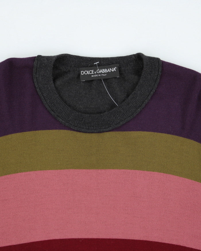 Vintage Y2K Dolce &amp; Gabbana Striped Knit Jumper - L