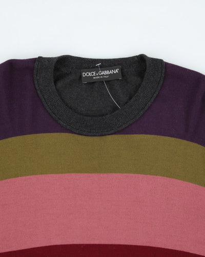 Vintage Y2K Dolce & Gabbana Striped Knit Jumper - L