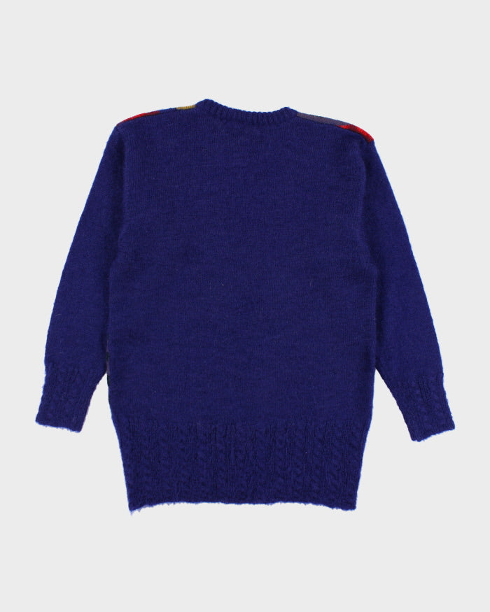 Vintage 80's Multi Coloured Patterned Chunky Knit Jumper - L