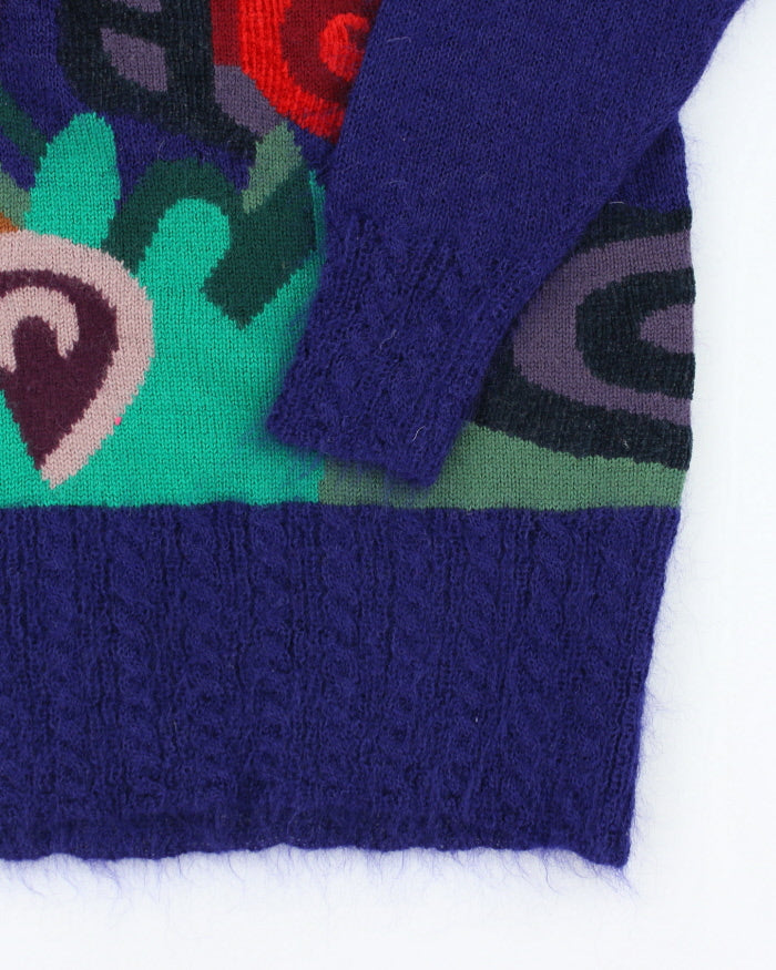 Vintage 80's Multi Coloured Patterned Chunky Knit Jumper - L
