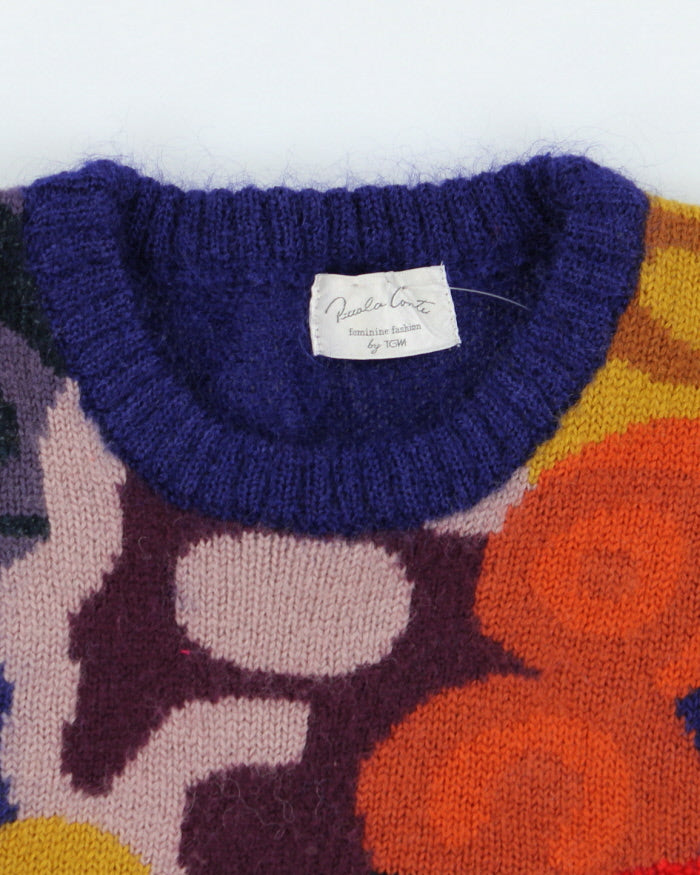 Vintage 80's Multi Coloured Patterned Chunky Knit Jumper - L