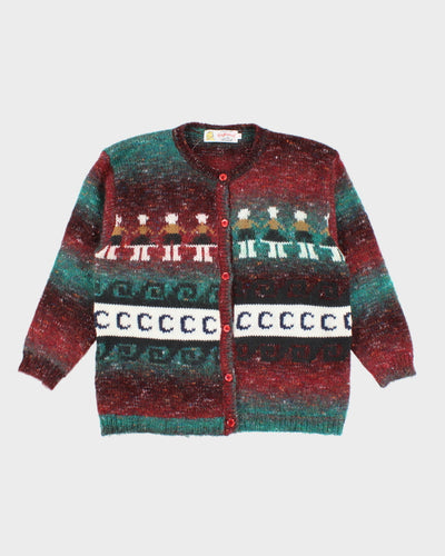 Vintage 80's Capricci Patterned Wool Blend Cardigan - M