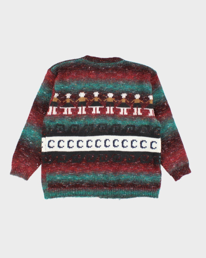 Vintage 80's Capricci Patterned Wool Blend Cardigan - M